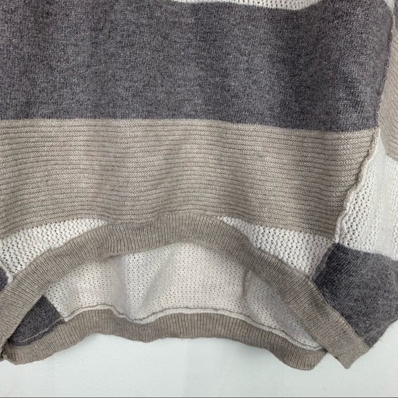 Splendid Beige Merino Wool and Alpaca Blend Striped Short Sleeve Soft Top - Picture 5 of 8